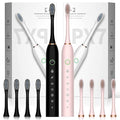 2 Pack Electric Toothbrush for Adults with 8 Brush Heads 6 Modes 42000vpm Sonic Electric Toothbrush Black+Pink