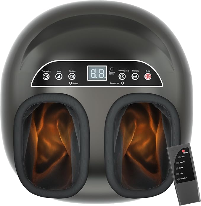 Foot Massager Machine with HeatShiatsu Foot Massager Home with Air CompressionAdjustable Electric Massager Machine for Feet OfficeWireless ControlDIY Gifts Draw Patterns for Man &ampWomenBlack