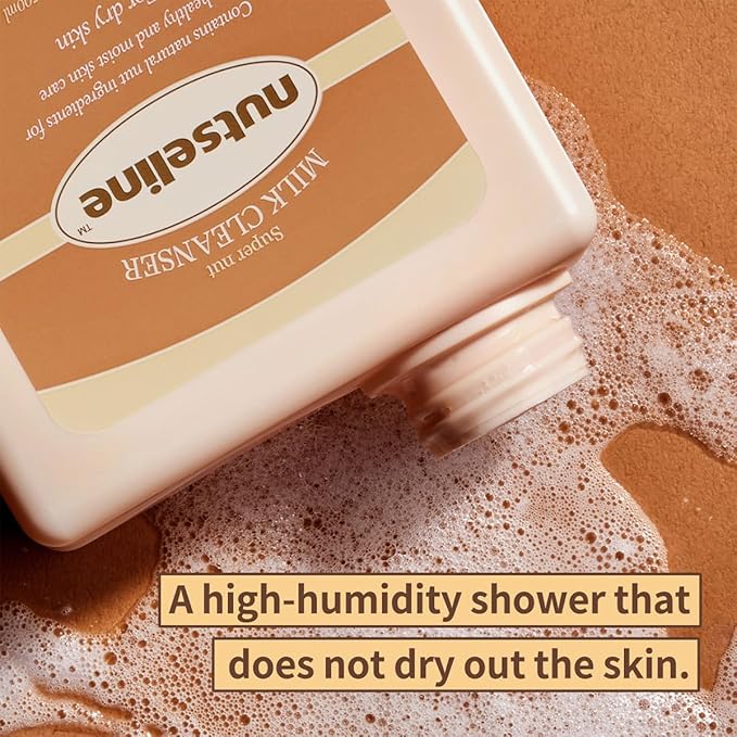 Super Nut Milk Body Wash Produced in Korea for Sensitive Skin Body Milk and Face Cleanser for Dry Skin100% Plant-Based Hypoallergenic Floral Fruity Scent(500ml / 17.6 fl oz.)