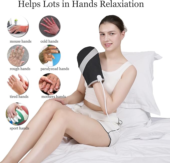 Electric Hand Massager Machine for Carpal Tunnel Pain Relief with 3 Modes Intensities 3 Heat Levels Fingers MassageBirthday Gifts for Women HusbandGifts for Women Men (Single)