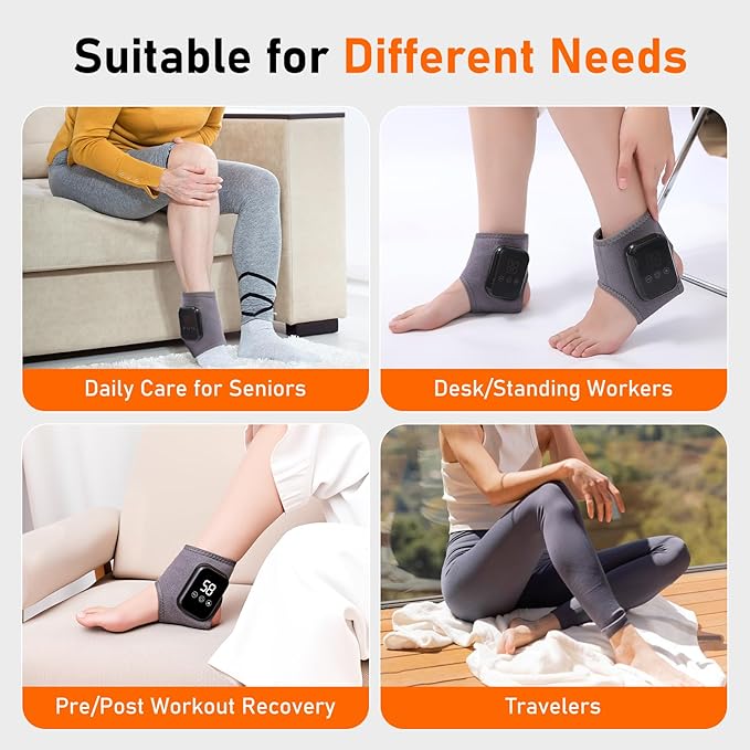 Foot Renew Triple Method Massager Cordless &amp Portable Ankle Massager With Three Levels of Vibration and Heating Relieves Foot and Ankle Discomfort Suitable for Home and Travel Use (2pcs)