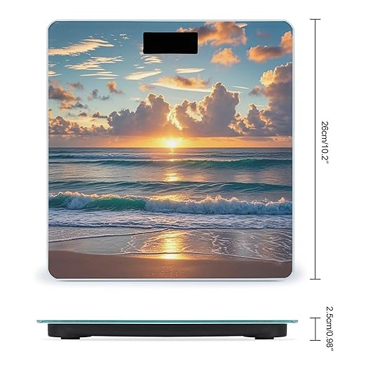 Beach Maui Hawaii Sunset Bathroom Scale for Body Weight Bathroom Weighing Scales with Back Lit LED Display Sturdy Tempered Glass Body Weight Bathroom Scale 400lb Weighing