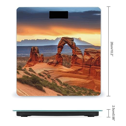 Arches National Park Scale for Body Weight High Precision Digital Weight Scales with LCD Display Anti-Slip Sturdy Slim Tempered Glass Bathroom Scale for Home Use