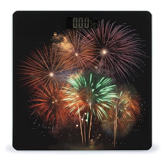 Splendid Fireworks Scale for Body Weight Precision Bathroom Weighing Scales with Back Lit LCD Display Sturdy Tempered Glass Body Weight Scales Digital Bathroom Scale 400lb