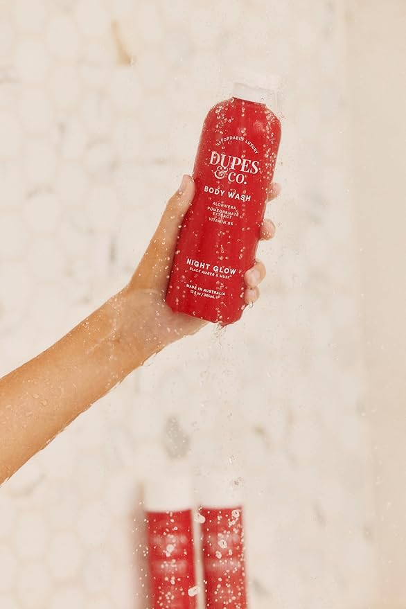 Dupes &amp Co. Night Glow Body Wash – 13 fl oz – Nourishing Aloe Vera Pomegranate Extract &amp Vitamin B5 – Cleanses &amp Hydrates – Made in Australia
