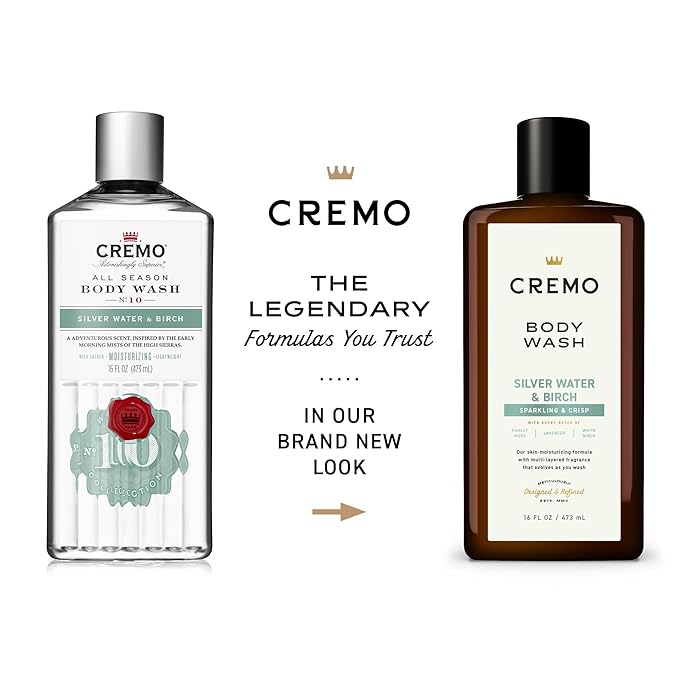 Cremo Rich-Lathering Silver Water &amp Birch Body Wash A Revitalizing Combination of Glacier-Fed Streams and White Birch 16 Fl Oz (2-Pack)