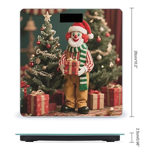 Country-Style Clown Scale for Body Weight Sturdy Tempered Glass Weighing Scales with LCD Display Accurate Digital Bathroom Scale Convenient Body Fat Smart Scales Easy Read