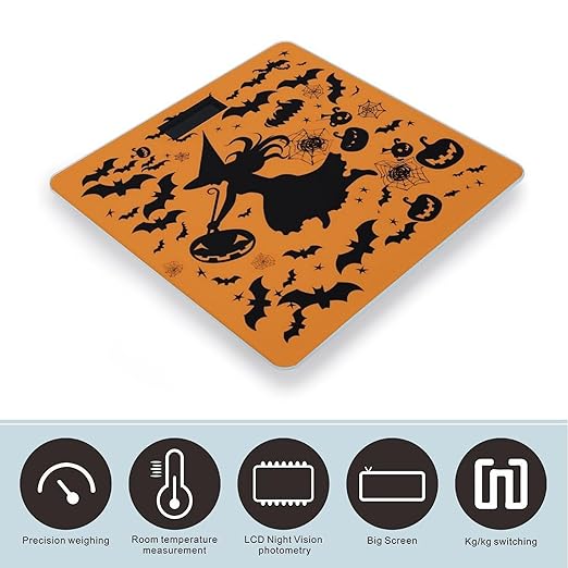 Halloween Witch Flying Scale for Body Weight Sturdy Tempered Glass Weighing Scales with LCD Display Accurate Digital Bathroom Scale Convenient Body Fat Smart Scales 400lb