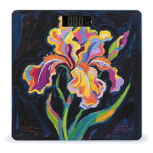 Digital Bathroom Scale for Body Weight Scale with Bright LCD Display High Accuracy Step-On Technology Auto On/Off Watercolor Flowers Digital Scales 400 Lbs /180kg