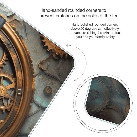 Rusty Steampunk Clock Bathroom Scale for Body Weight 400 Lb Weight Scale with High Precision Sensors Tempered Glass Highly Accurate Digital Weighing Machine for People