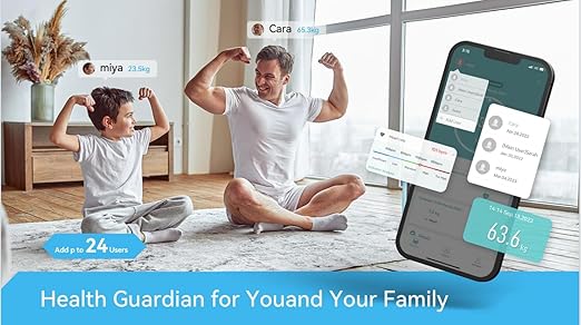 Smart Scale for Body Weight8-Electrode Digital Bathroom Scale for Weight Fat BMI Muscle Mass Full Body Composition Analyzer 28 Measurements Accurate Weighing Machine Syncs w App for 24 Users