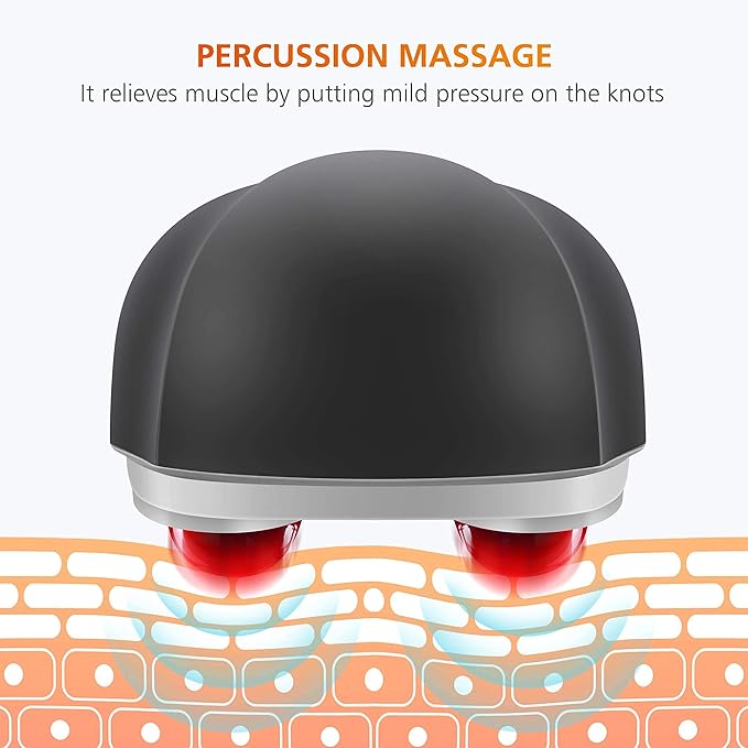 Snailax Cordless Handheld Back Massager with Heat Deep Tissue Percussion Massager 3 Sets of Dual Pivoting HeadsRechargeable Hand Held Massager for NeckBack ShoulderCalfLegs