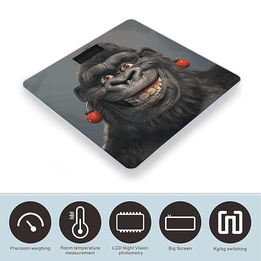 Smiling Gorilla Photo Smart Scale for Body Weight Accurate Bathroom Scale with LED Display Digital Weight Scales Weighing Machine High Precision Scales for Bath Home