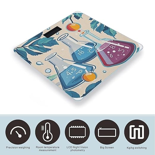 Chemistry Print Scale for Body Weight Accurate Digital Bathroom Scale Toughened Glass High Precision Scales Smart Weight Scales with Large LCD Backlight Display Weighing Machine