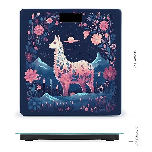 Starry Night Alpaca Scale for Body Weight Precision Bathroom Weighing Scales with Back Lit LCD Display Sturdy Tempered Glass Body Weight Scales Digital Bathroom Scale 400lb