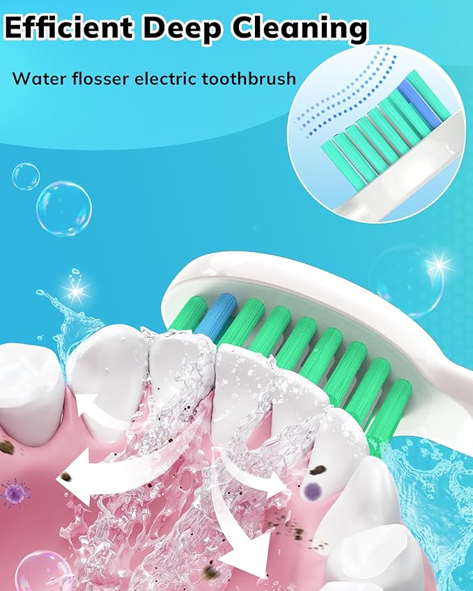 6 Pack Topkitfice Replacement Flossing Toothbrush Heads with Covers Compatible with waterpik Sonic Fusion SF01/SF02 and Sonic Fusion 2.0 SF03/SF04White