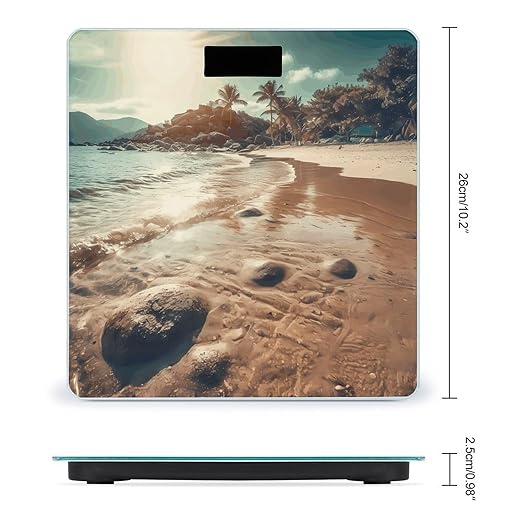 The Beach Has Sand Scale for Body Weight Anti-Slip Tempered Glass Digital Bathroom Scales Clear LCD Display Weighing Scale Safe Rounded Corners Smart Scales