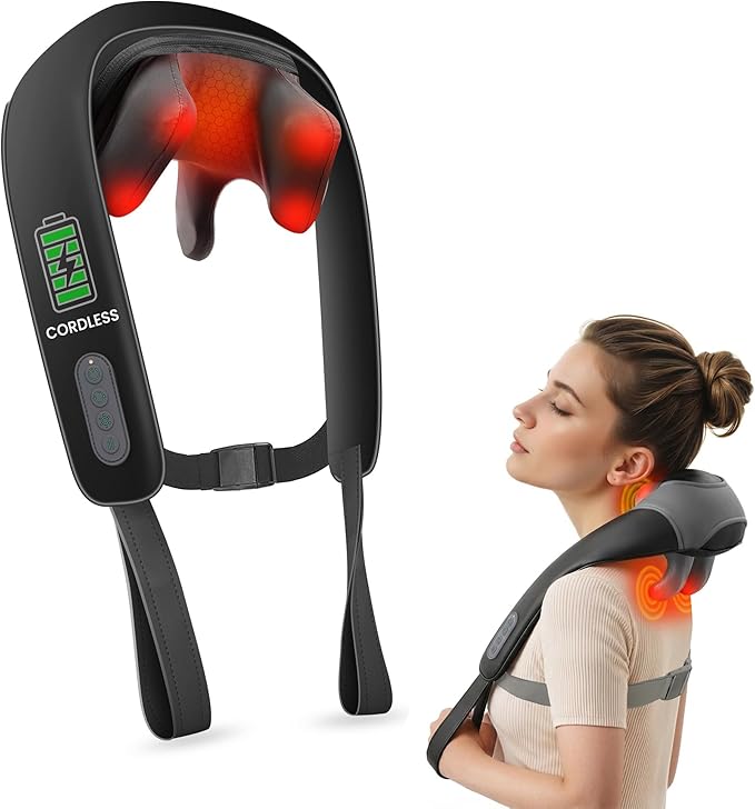 Snailax Neck Massager for Pain Relief Deep Tissue Neck Massage with Heat Cordless Massager for Back and Shoulder Pain Deep Kneading Back Massager Gift for Mom Dad