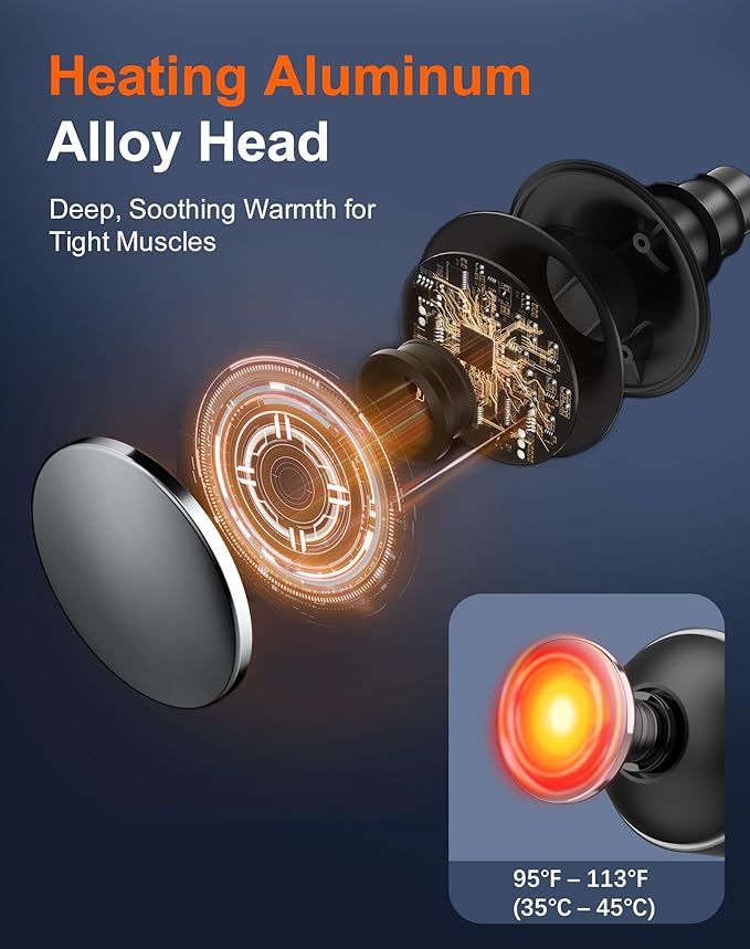 arboleaf Thermal Massage Gun Deep Tissue with Heat Handheld Muscle Percussion Massager with Full-Metal Head 6 Replacements for Athletes Pain Relief Relax Gifts for Men and Women