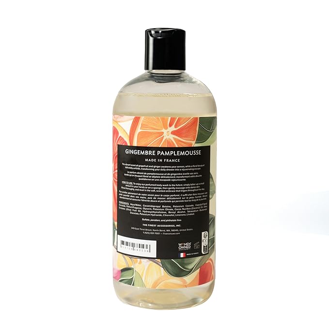 France Luxe Body French Perfumed Body Wash Ginger &amp Grapefruit Refreshing Shower Gel Luxury French Scented Soap Moisturizing Ingredients 16.9 Oz.