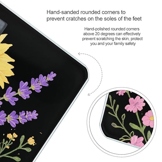 Sunflowers Wild Flowers Weight Scale Large Digital Bathroom Scales with Bright LED Display Non Slip Digital Scale and Step On Fashion Weighing Machine for Body