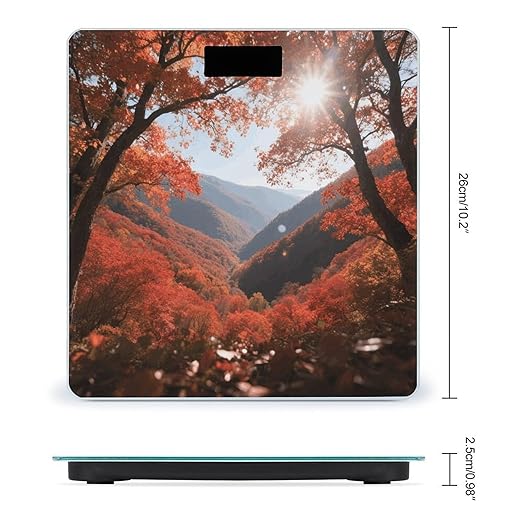 Autumn Red Leaf Valley Scale for Body Weight Sturdy Tempered Glass Weighing Scales with LCD Display Accurate Digital Bathroom Scale Convenient Body Fat Smart Scales Easy Read