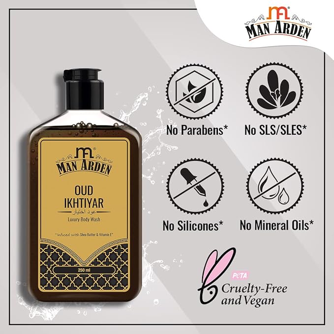 Man Arden Oud Ikhtiyar Luxury Body Wash Infused With Shea Butter &amp Vitamin E 250ml