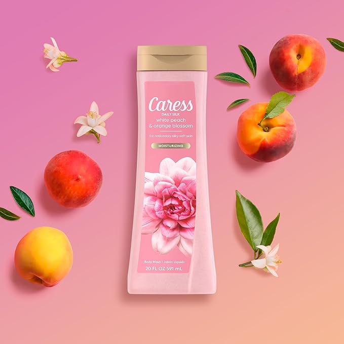 Caress Body Wash for Women Daily Silk White Peach &amp Orange Blossom Black Orchid &amp Patchouli Oil Shower Gel Body Wash Moisturizing 20 fl oz 4 Pack Bundle