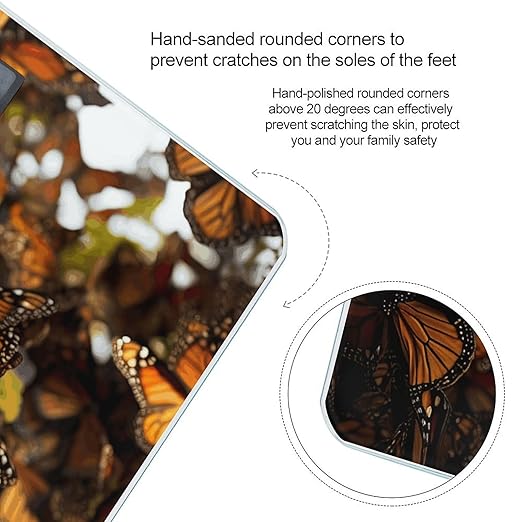Monarch Butterflies Scale for Body Weight Highly Accurate Digital Bathroom Scale Sturdy Tempered Glass Weighing Scales with LCD Display Fashion Body Fat Smart Scales 400lb