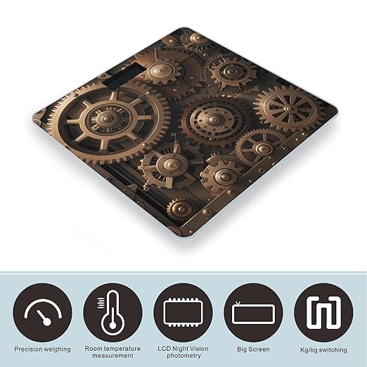 Steampunk Mechanical Gears Smart Scale for Body Weight Accurate Bathroom Scale with LED Display Digital Weight Scales Weighing Machine High Precision Scales for Bath Home