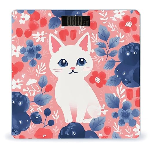 Berry Style and Cat Scale for Body Weight Digital Bathroom Scale Precision Smart Weighing Scales with Clear LED Display Accurate High Precision Scales Weighing Machine