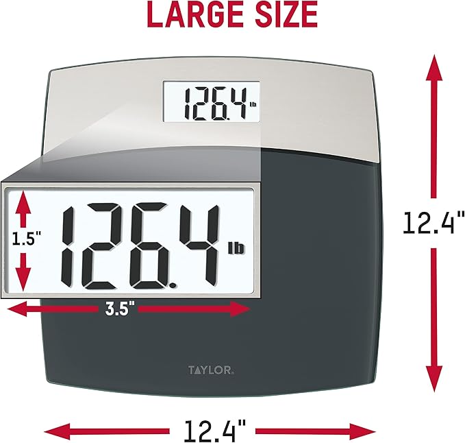 Taylor Digital Scales for Bodyweight Mixed Metal with Brushed Stainless Steel 440 LB Capacity Bathroom Scale White Backlight Readout Highly Accurate Digital Bathroom Scale