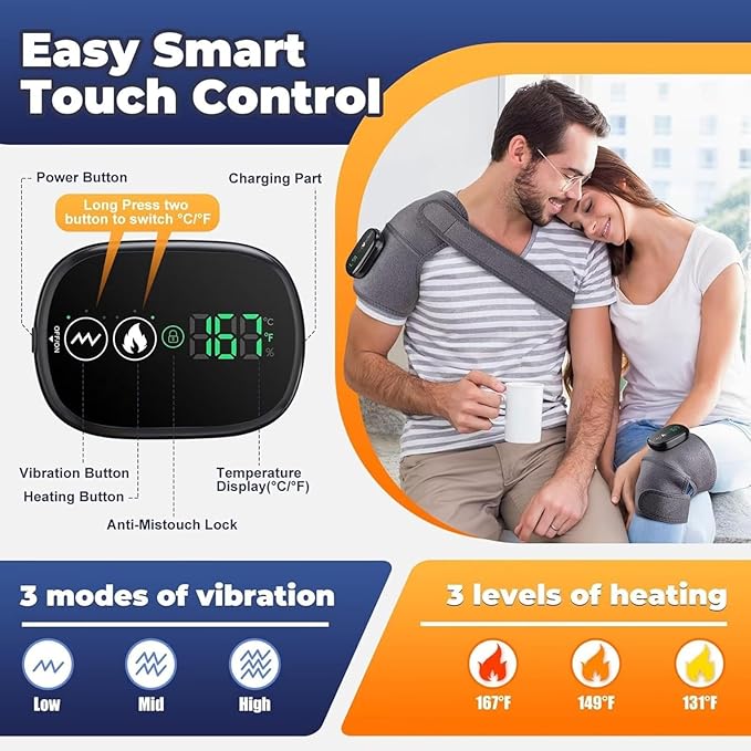 Vozdic PostCare Pro Massager Original - New &amp Improved 2026 Model Cordless Heated Knee Massager 3-in-1 Massager for Elbow Shoulder Knee with 3 Heating Modes (X2PCS)