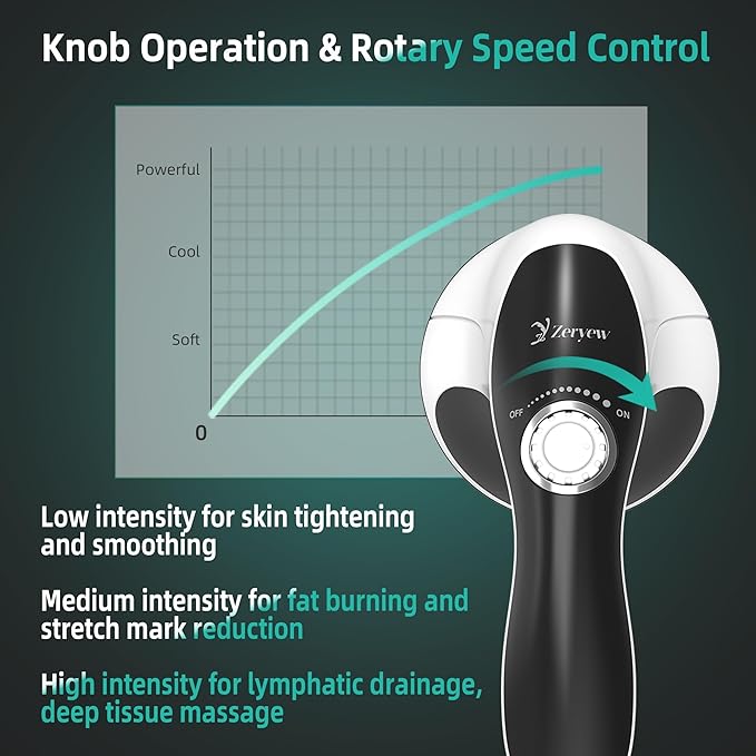 Handheld Cellulite Massager Body Sculpting Machine Cellulite Massager Electric Tool Lymphatic Massage Roller with 8 Rotating Heads &amp 2 Mesh Caps for Body Shaping &amp Lymphatic Drainage