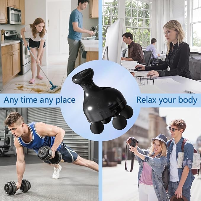 DEITY 4 Heads Handheld Massage Gun Deep Tissue Electric Body Massager Percussion Muscle Massager for Easing Shoulder and Back Tension with Reverse Thrust Function