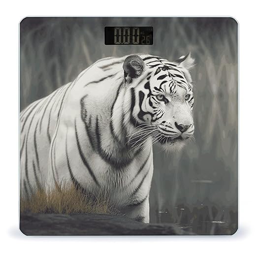 White Tiger Bathroom Scale for Body Weight with High Precision Large LCD Backlight Display Digital Weighing Scale with BMI Capacity Up to 180kg