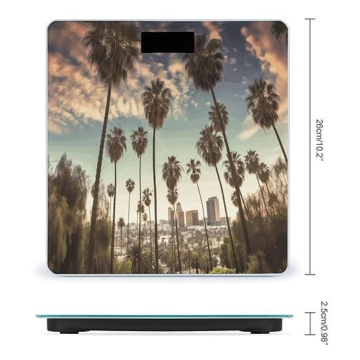 Los Angeles Palm Trees Weight Scale for Body Weight Digital Bathroom Scale High Capacity Accurate Digital Weighing Scales and Easy-to-Read on Backlit LCD Display Scales