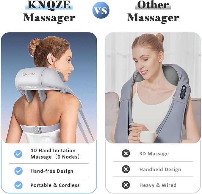 Cordless Neck and Shoulder Massager Shiatsu Neck and Back Massager with Heat 4D Deep Tissue Kneading Massage Pillow for Shoulder Back Leg Muscle Pain Relief Valentine's Day Gifts for Women Men