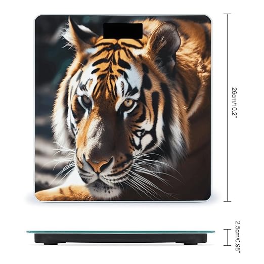 Wild Animal Tiger Bathroom Scale Rounded Smart Scale for Body Weight Automatic Power On/Off Weight Scales Accurate Bathroom Digital Scales for Pet Home Bedroom Kitchen