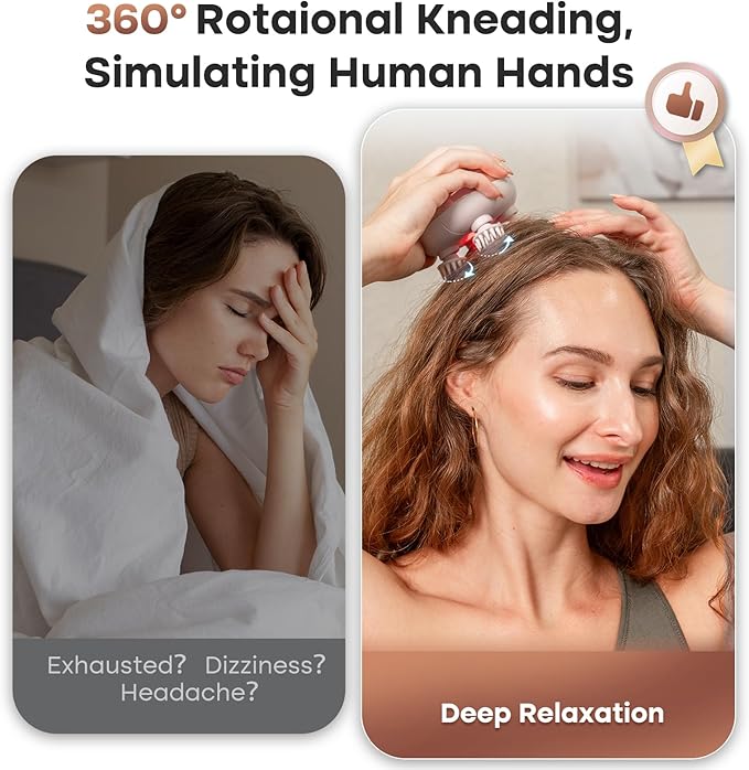 arboleaf Scalp Massager Kneading Head Massager Scalp Stress Relax Portable Rechargeable Hair Massager Shower Massage Waterproof Cat Massager ScratcherGift for Mom Dad