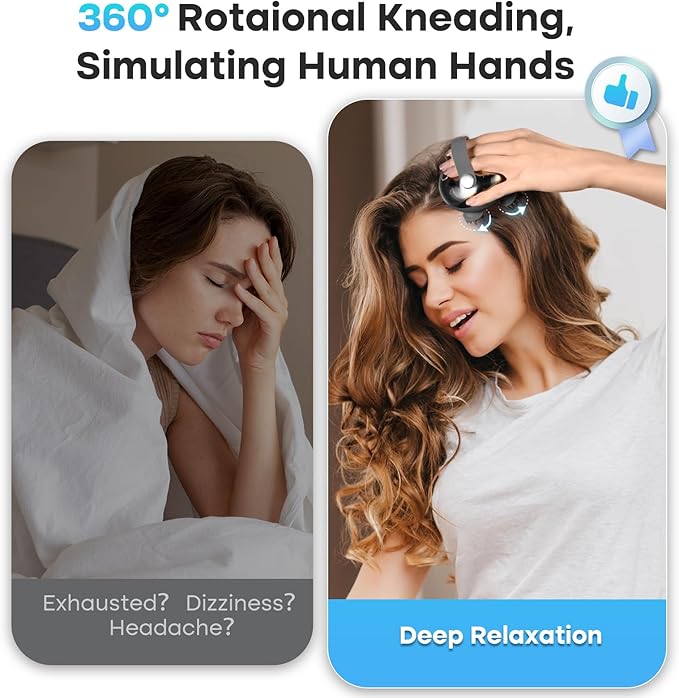 arboleaf Scalp Massager Rechargeable Head Massager Scalp Stress Relax Waterproof Handheld Hair Scratcher with 8 Removable Massage Claws Gift for Dad Mom