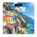 Colorful Houses and Blue Sea Smart Scale for Body Weight Digital Bathroom Scale Toughened Glass Weight Scale with Large LCD Backlight Display High Precision Scales Weighing Machine