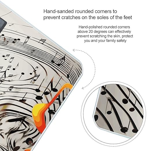 Music Notes Print Weight Scale Large Bathroom Scales Digital Weight with Bright LED Display Non Slip Automatic Weighing Scale Fashion Weighing Machine for Body