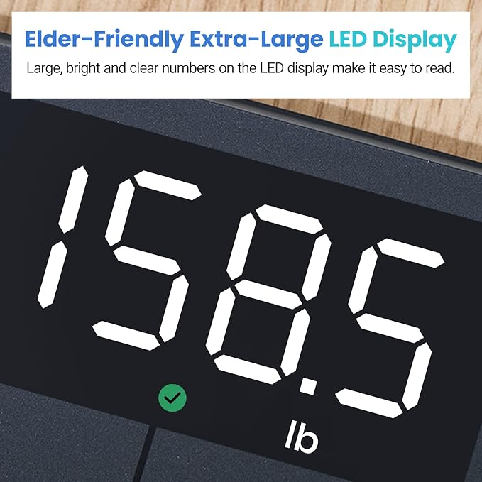Etekcity Scale for Body Weight Digital Bathroom Scales for People Most Accurate to 0.05lb Bright LED Display &amp Large Clear Numbers Upgraded Quality for the Elderly Safe Home Use 400 lbs
