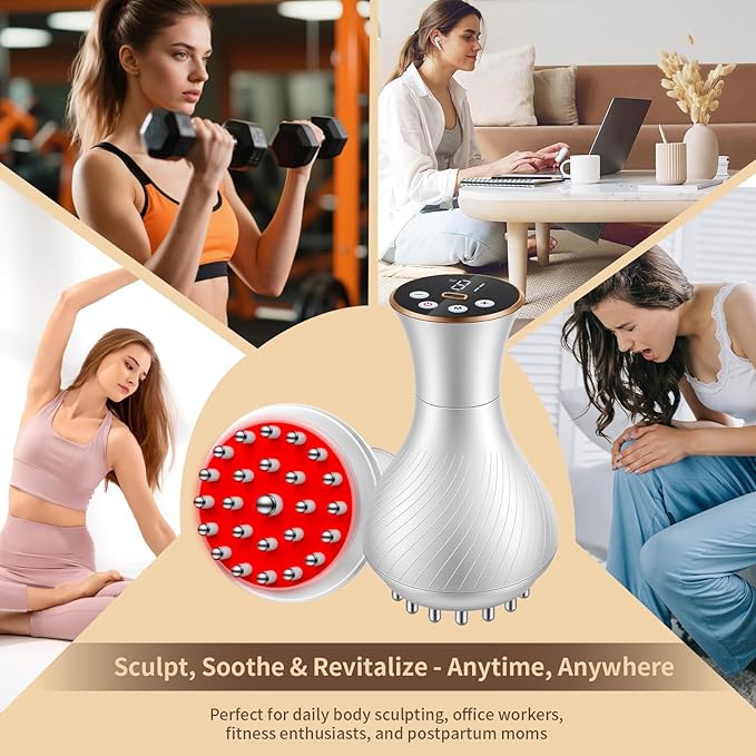Body Sculpting Machine Lymphatic Drainage Massager &amp Anti Cellulite Massage Tool Helps Reduce Stretch Marks &amp Cellulite Pain Relief Devices for Legs Arms &amp Belly Body (White)