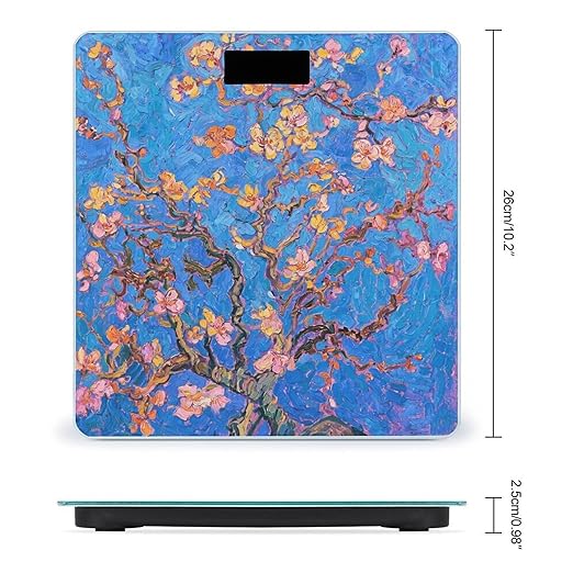 Small Peach Flowers Scale for Body Weight Sturdy Tempered Glass Weighing Scales with LCD Display Accurate Digital Bathroom Scale Convenient Body Fat Smart Scales Easy Read
