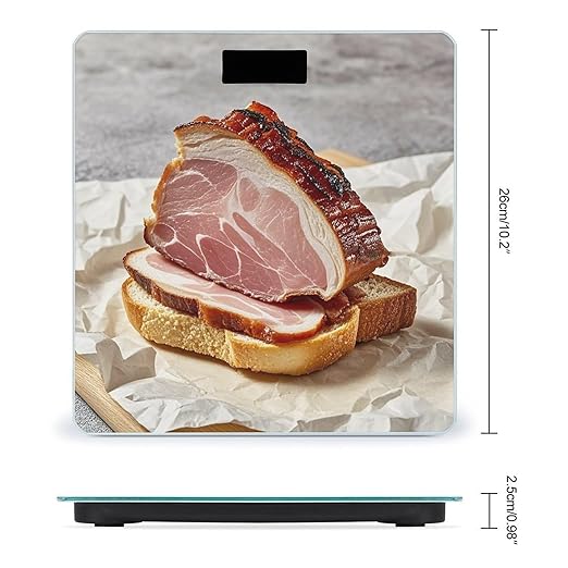 Ham Toast Bathroom Scale for Body Weight Bathroom Weighing Scales with Back Lit LED Display Sturdy Tempered Glass Body Weight Bathroom Scale 400lb Weighing