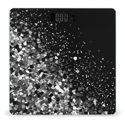 Digital Bathroom Scale for Body Weight Scale with Bright LCD Display High Accuracy Step-On Technology Auto On/Off Black White Glitter Digital Scales 400 Lbs /180kg