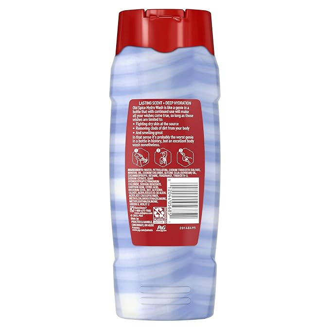 Old Spice Moisturizing Body Wash for Men Hydro Wash 2-in-1 Long Lasting Scent &amp Deep Hydration 24/7 Shower Fresh Captain Scent 21 oz (Pack of 4)