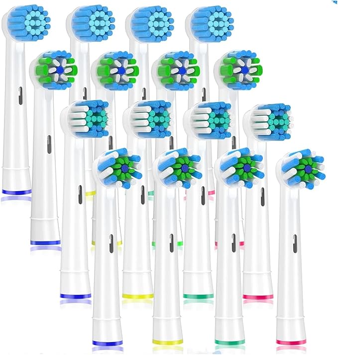 16Pack Replacement Brush HeadsCompatible for Oral BElectric Toothbrushes Floss Cross Action 3D Pro White Precision Standard Daily Clean(16Pack-Black)